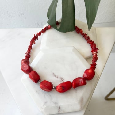 80s 925 Silver and Coral Necklace