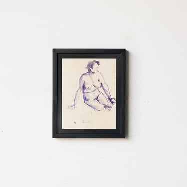 Guy Aubert Seated Nude in India Ink