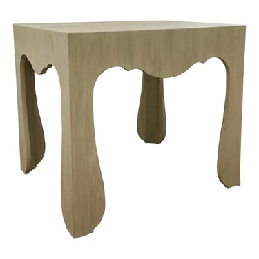 Johnathan Charles Modern Scalloped Washed Nordic Wheat Wood Asperitas End Table