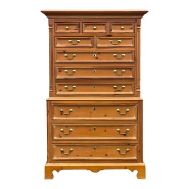 Thomasville Pine Chippendale Style Tall Chest of Drawers 