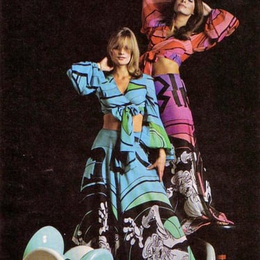 YANNIS TSEKLENIS- 1972 Multi Color Print Pants, Size-4