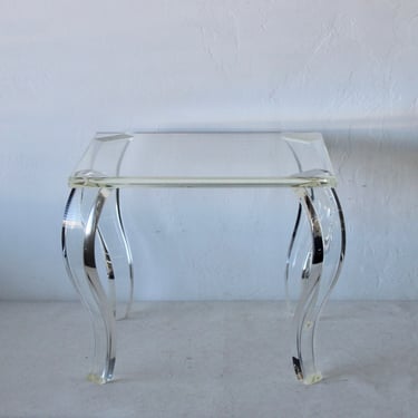 Italian Style Lucite Accent Side Table Bent Cabriole Legs Vintage Mid Century Modern 