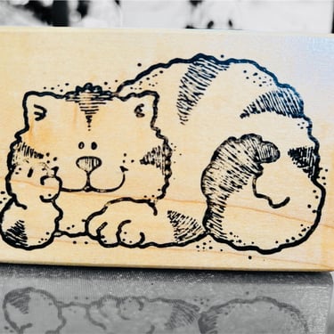 Smiling Cat Wood Mounted Rubber Stamp by Alias Smith and Rowe Las Vegas NV by LeChalet