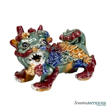 Vintage Chinese Porcelain Glazed Foo Dog Figural Sculpture