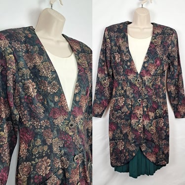 Vintage 90s Floral Business Dress, Size Medium 