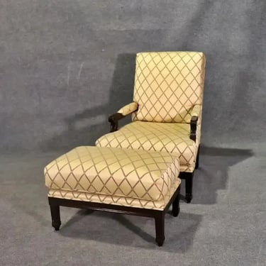 Nice Quality French Directoire Style Lounge Chair with Matching Ottoman