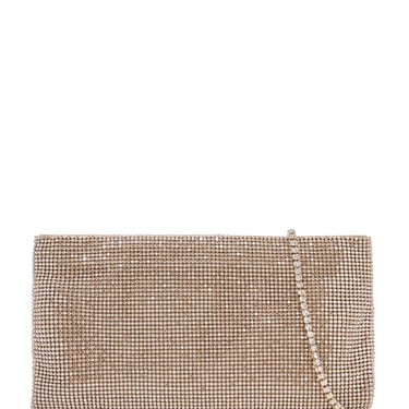 Benedetta Bruzziches Compact Rectangular Bag In Light Gold Rhinestones With Elegant And Sophisticated Chain Women