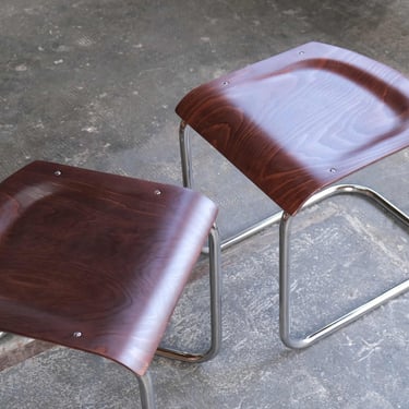 1 of 2 Bauhaus stools by Mart Stam in dark brown 