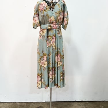 Vintage Phoebe Petites Blue and Pink Floral Dress 