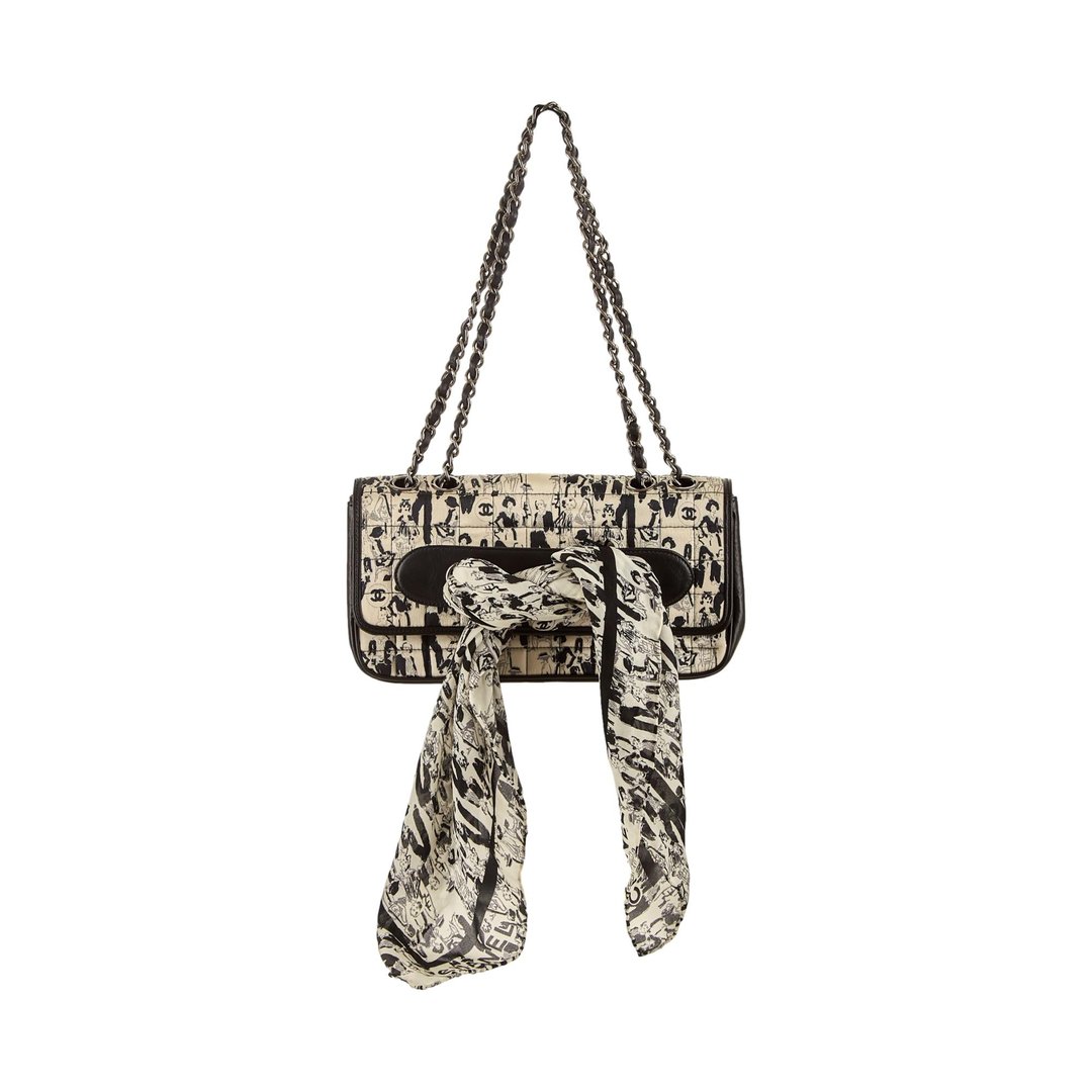 Chanel White Coco Print Scarf Flap Bag, Treasures of NYC