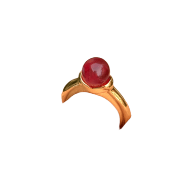 Mogul Red Cabochon Gold Ring Size 4.5