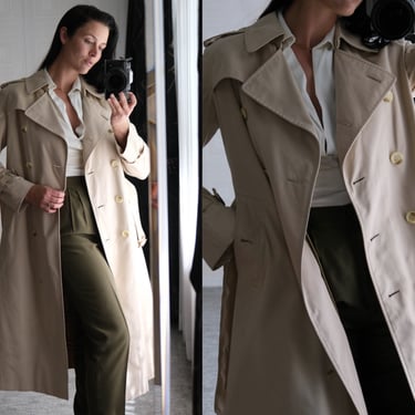 Vintage 70s BURBERRYS Khaki Tan Belted Double Breasted Overcoat w/ Removable Wool Lining | Made in England | 1970s 1980s Designer Jacket 