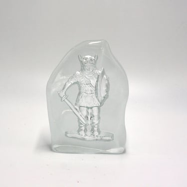 vintage art glass viking warrior figurine 