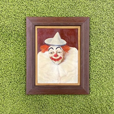 Vintage Clown Painting 1960s Retro Size 23x18 Mid Century Modern + Circus + Comedian + Gimbels + Acrylic on Hardboard + MCM Wall Art + Decor 
