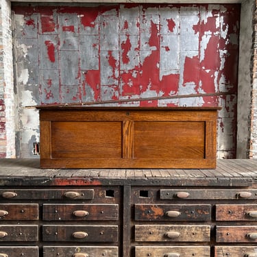 Antique 1920s Oak Map Cabinet Schoolhouse Decor 