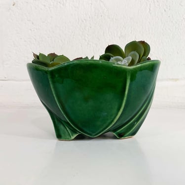 Vintage Forest Green Art Deco Planter McCoy Pottery Mid Century USA Ceramic Mid-Century Geometric 1950s 