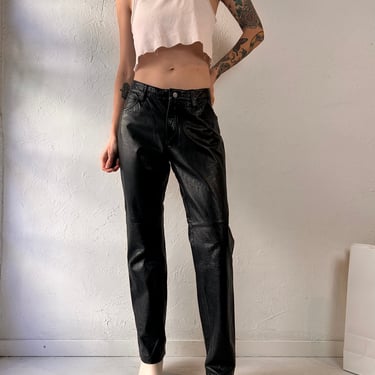 Y2k 'Gap' Black Leather Boot Cut Pants / Medium 