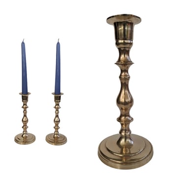 Vintage Brass Candlesticks / Mid Century Brass Candlestick Holder Set / Pair of of Brass Taper Candle Holder 