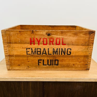 Vintage Hydrol Embalming Fluid Wooden Dovetail Joint Crate Box Hydrol Chemical Philadelphia 