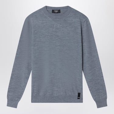 Fendi Grey Wool Sweater With Ff Logo Men