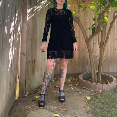 Vintage 1970’s Black Lace Micro Mini Dress Tunic 