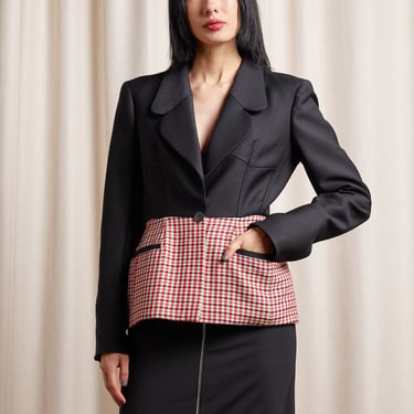 CHRISTIAN DIOR RESORT 2016 Runway Black + Red Gingham Blazer