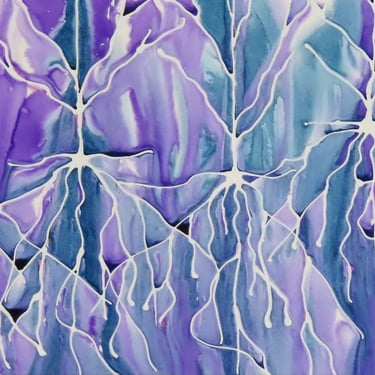Pyramidal Neuron Forest - original ink painting on yupo of brain cells - neuroscience art 