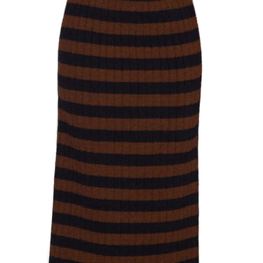 Pia Stripe Tube Skirt - Black & Cocoa Stripe