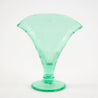 Green Uranium Glass Fan Vase 