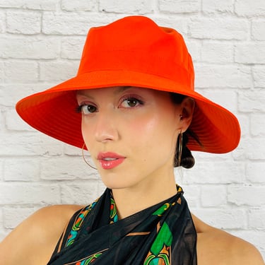 HERMES Polyester Nylon Bucket Hat, Size: 58 cm, Orange
