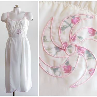 Vintage 1950s White Slip with Pink Pinwheel Design 