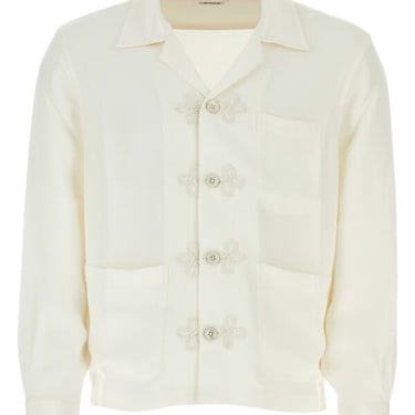 Bode Men Ivory Silk Trillium Shirt