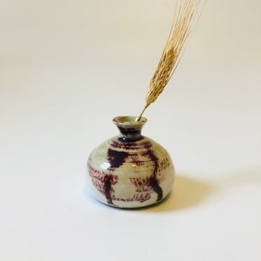 Studio Pottery Bud Vase - Purple and Gray 