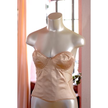 Vintage Sheer Bustier Corset - Beige - Merry Modes Lingerie - 34D - Vintage Lingerie 