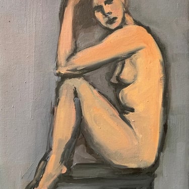 Original Oil Painting - Oil on Canvas - Nude Female - Seated Nude - Figure Study - Fine Art Nude - Figurative Painting 