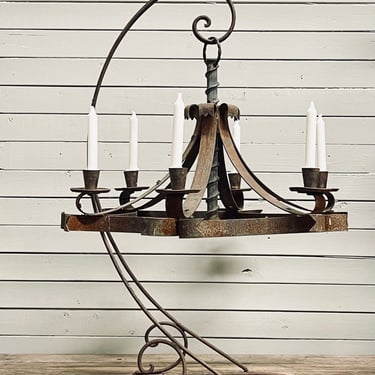 Large Iron Chandelier Candle Chandelier Outdoor Heavy Rusty Industrial Candles 