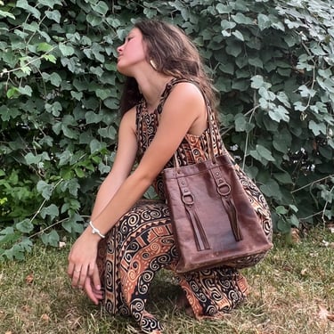 French Leather Fringe Brown Purse
