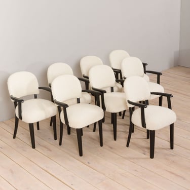 Set of eight dining Paris hotel chairs by Thonet, France 1950s 