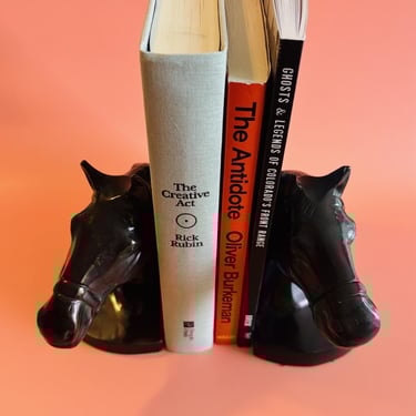 Vintage Art Deco Horse Head Equestrian Bookends Spelter Metal Alloy 