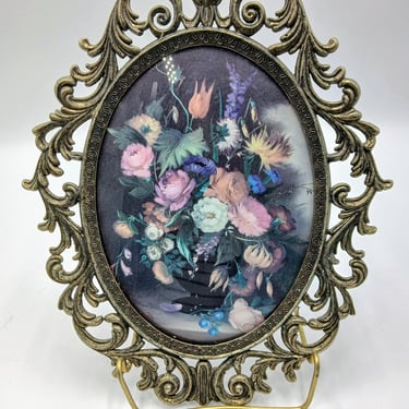 Vintage Italian Rococo Brass Florentine Frame, Oval, 10