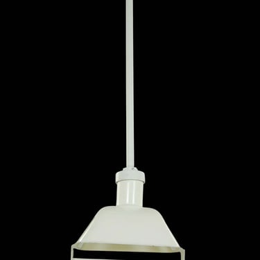 Restored White Enameled Steel Industrial Pendant Light