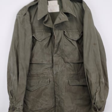 XS 50’s Military M-1951 Field Coat OG 107 Olive X-Small Cotton 1960s 1970s US Army Korean Vietnam 