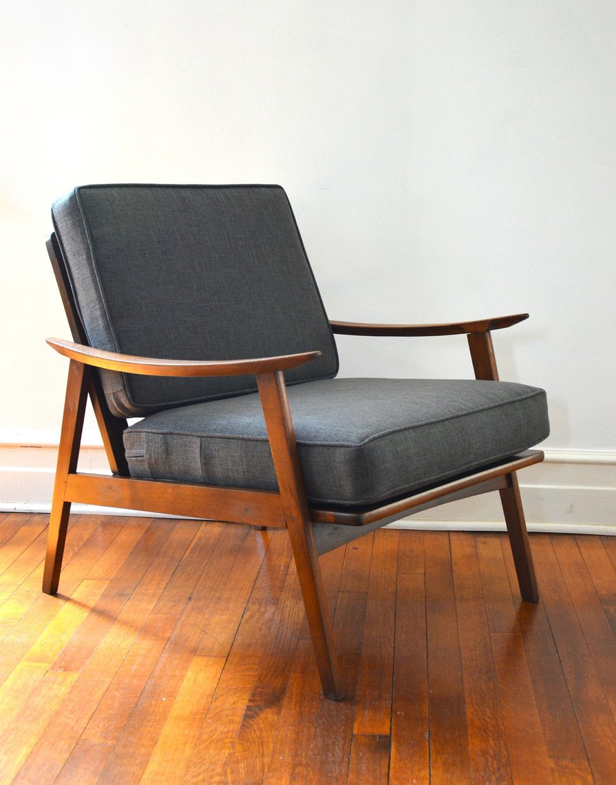 Vintage Mid-Century Modern Lounge Chair with New Custom Cushions in