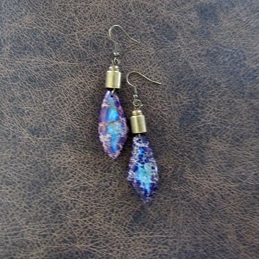 Mosaic purple imperial jasper earrings 