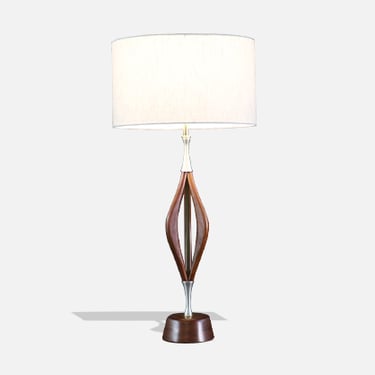 Mid-Century Modern Sculpted Walnut Table Lamp by V.H. Woolums