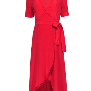 Equipment - Red Layered Skirt Maxi Wrap Dress Sz S
