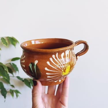 Vintage Mexican Taza de Barro Clay Mug 