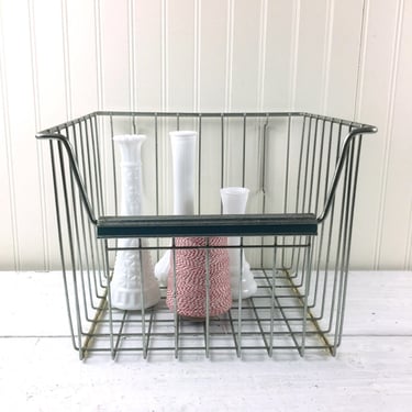 Vintage square metal refrigerator bin - metal wire basket 