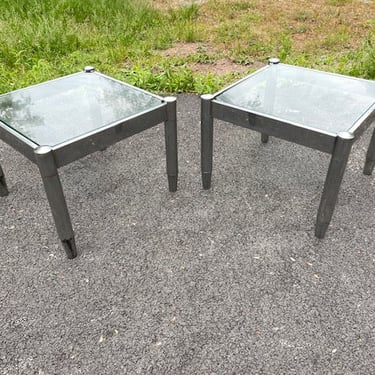 Tall mcm chrome side tables