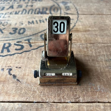Vintage Brass Desk Top Perpetual Calender 